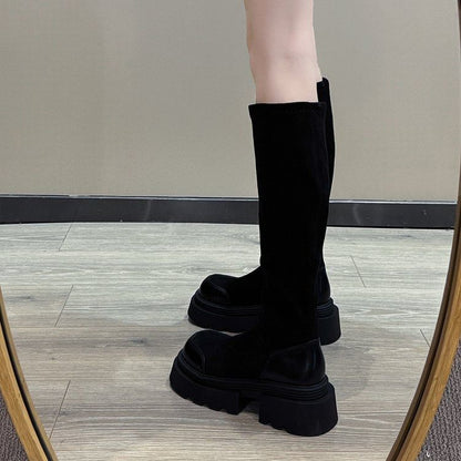 Cap Tall Boots Toe Platform