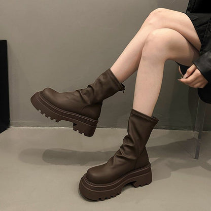 Boots Plain Platform Short Sock