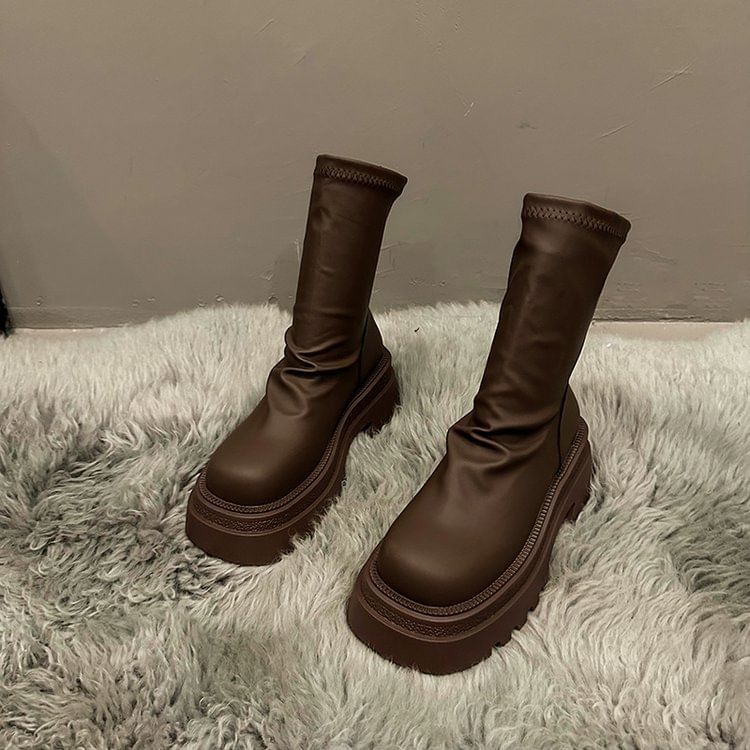 Boots Plain Platform Short Sock