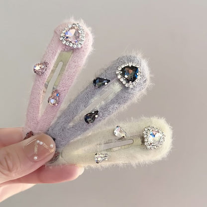 Rhinestone Plush Hair Clip