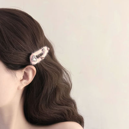 Rhinestone Plush Hair Clip