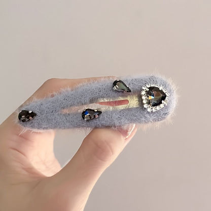 Rhinestone Plush Hair Clip