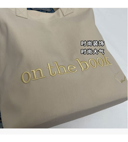 Lettering Embroidered Tote Bag