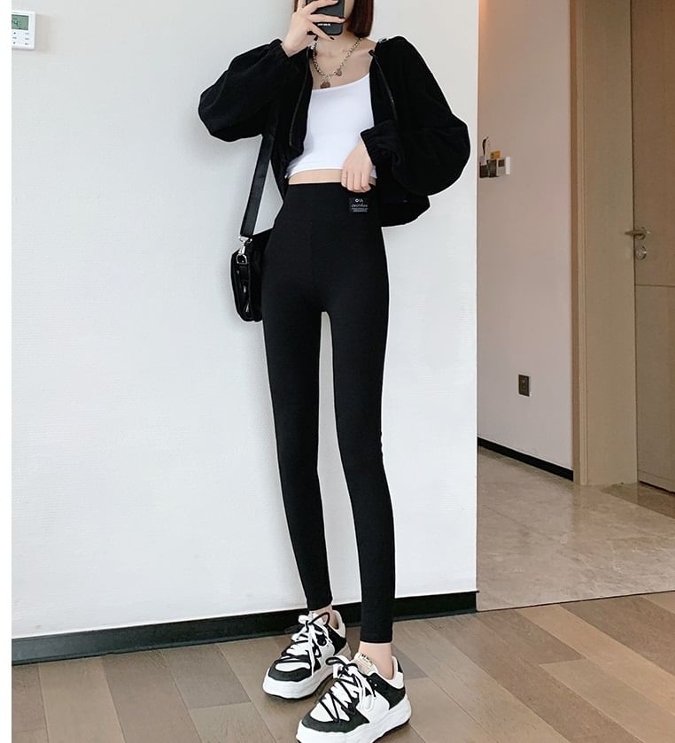 Logo High Rise Plain Leggings