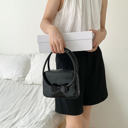 Accent Bow Plain Faux Handbag Leather
