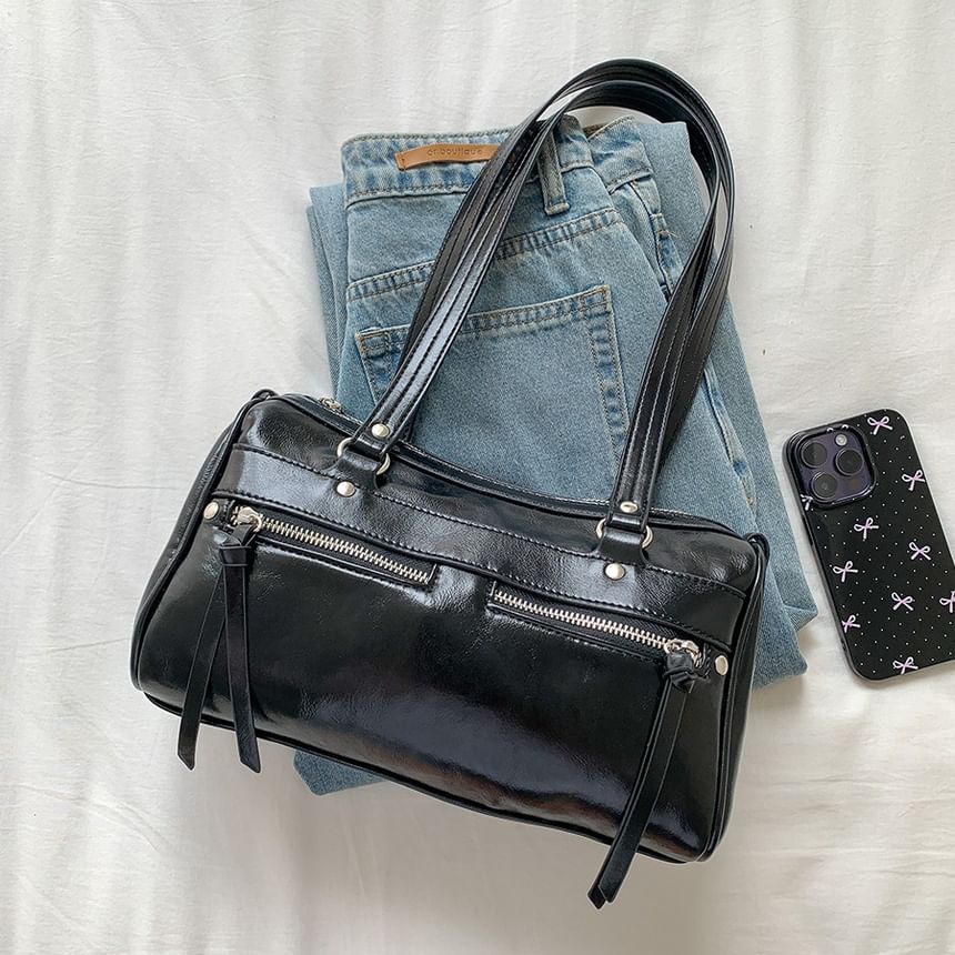 Plain Tote Faux Bag Leather