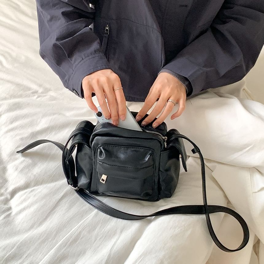 Crossbody Leather Bag Plain Faux