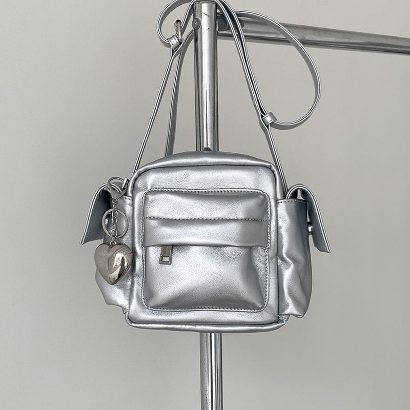 Crossbody Leather Bag Plain Faux