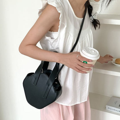 Handle Top Crossbody Plain Bag Leather Faux