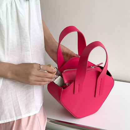 Handle Top Crossbody Plain Bag Leather Faux