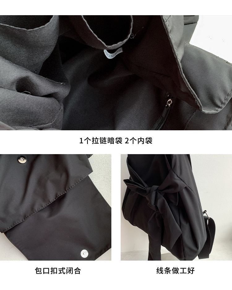 Bow Flap Nylon Plain Backpack