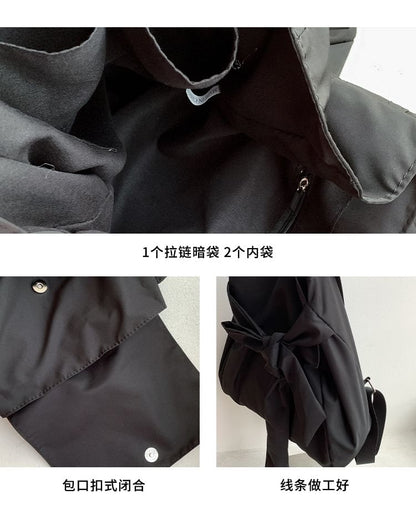 Bow Flap Nylon Plain Backpack