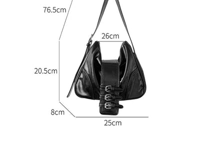 Shoulder Buckled Bag Plain Leather Faux