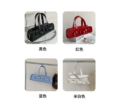 Plain Accent Patent Bag Shoulder Bow Leather