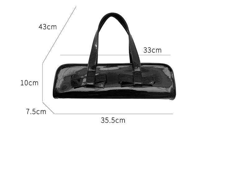 Plain Accent Patent Bag Shoulder Bow Leather