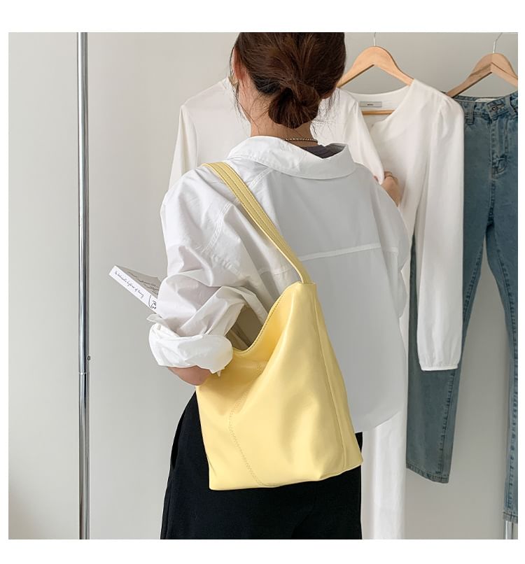 Bag Faux Plain Leather Tote