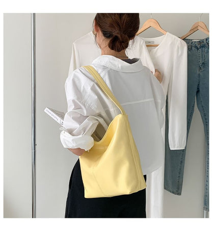 Bag Faux Plain Leather Tote