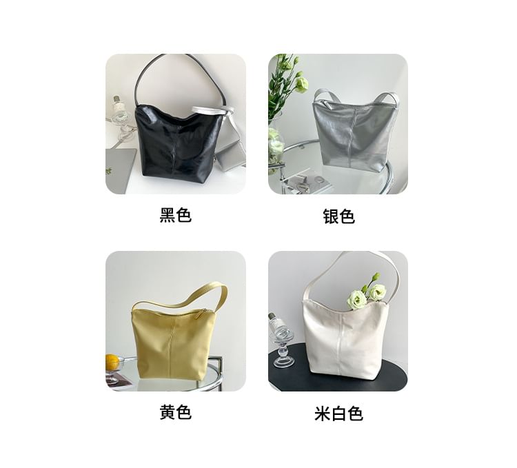Bag Faux Plain Leather Tote
