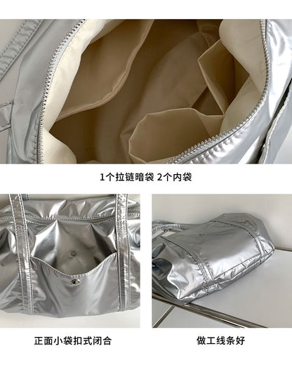 Plain Nylon Boston Bag