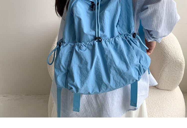 Plain Drawstring Nylon Backpack