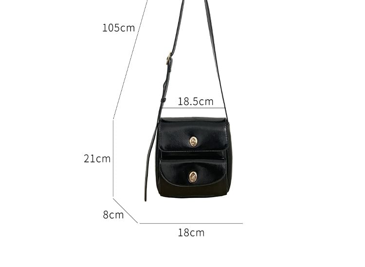 Plain Faux Leather Flap Crossbody Bag