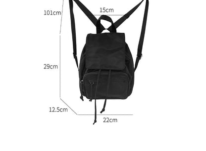 Plain Drawstring Nylon Flap Backpack