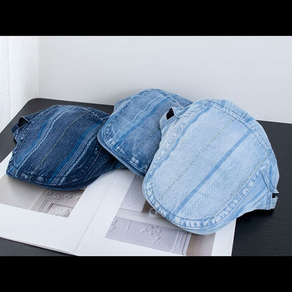 Flat Denim Washed Striped Cap
