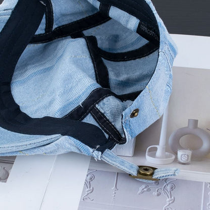 Flat Denim Washed Striped Cap