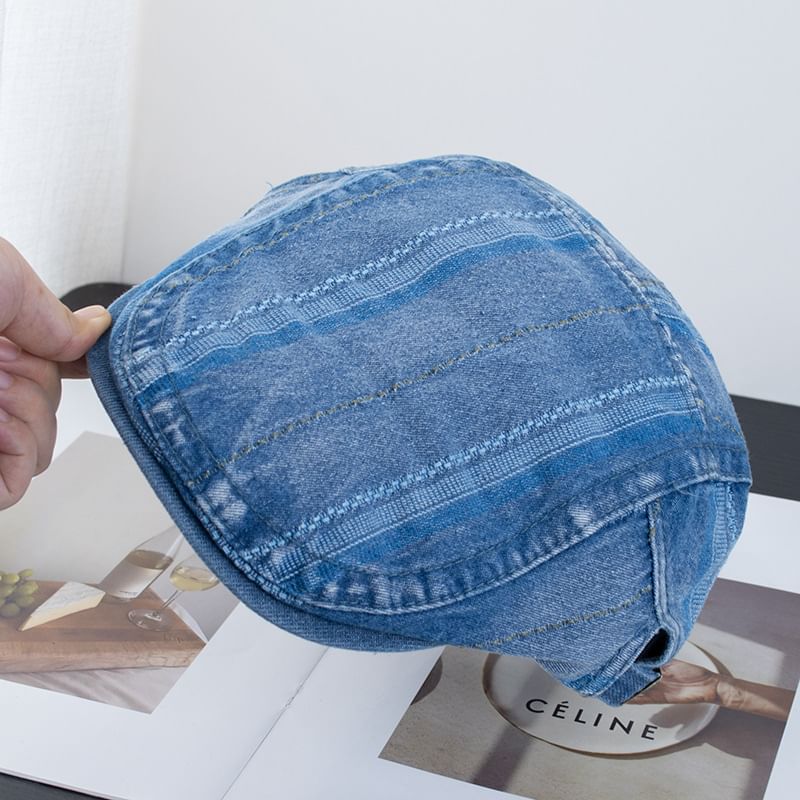 Flat Denim Washed Striped Cap