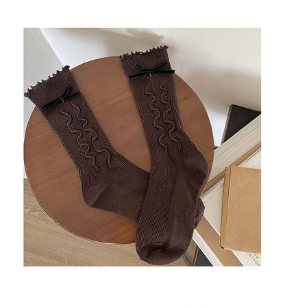 Ruffle Trim Bow Socks