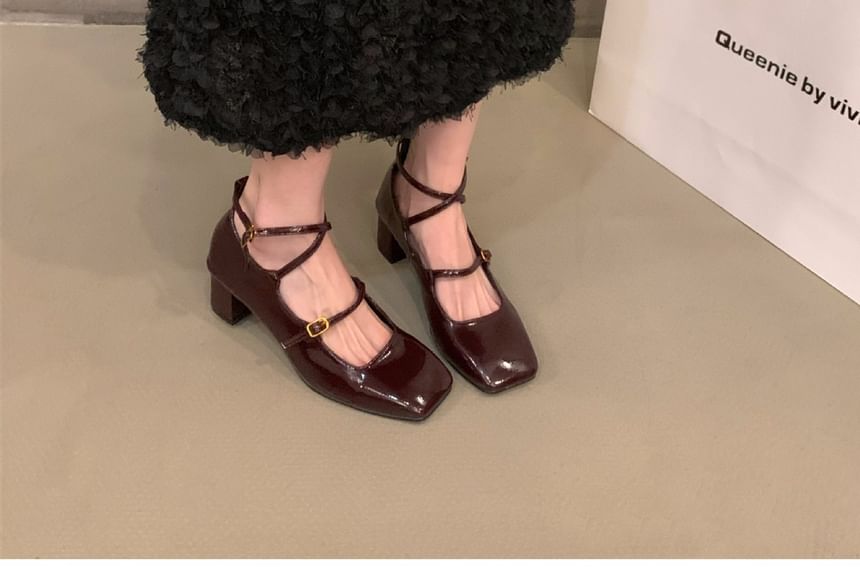 Square-Toe Shoes Heel Jane Mary Chunky