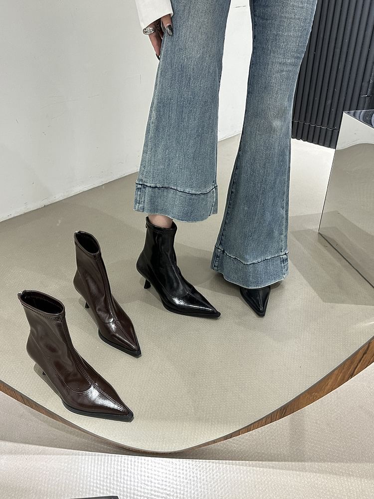 Stiletto Short Heel Boots Pointy