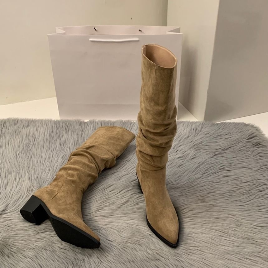 Heel Tall Pointy Boots Chunky