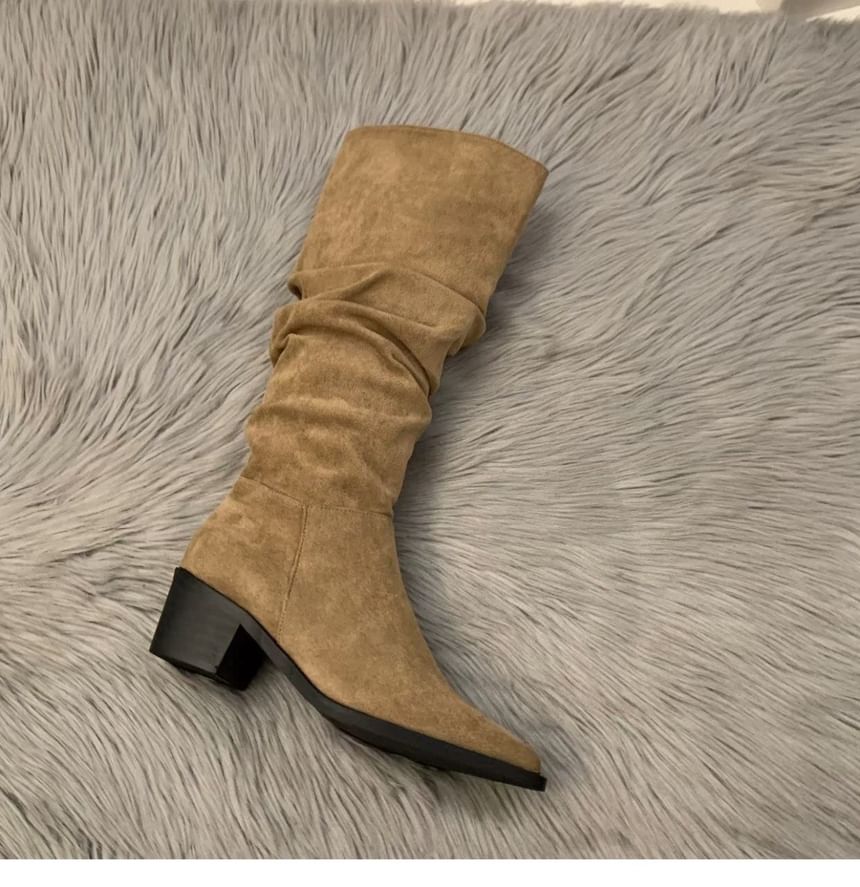 Heel Tall Pointy Boots Chunky