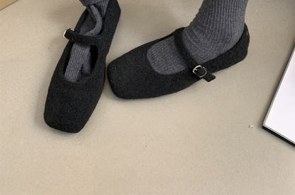 Square-Toe Mary Jane Flats
