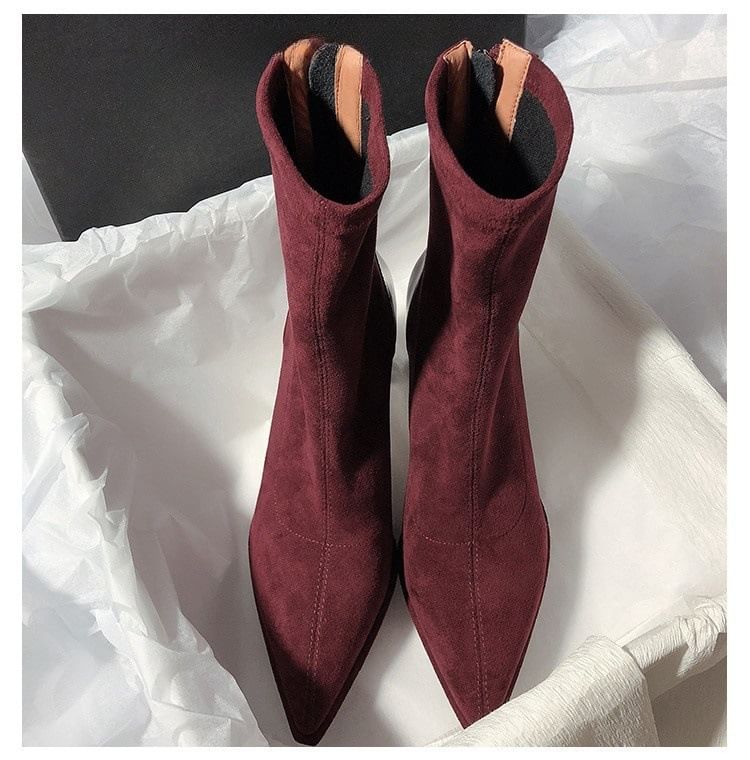 Chunky Short Boots Heel Pointy
