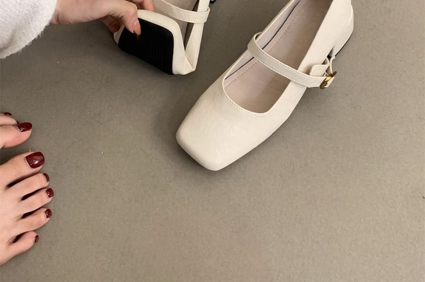 Chunky Jane Mary Heel Square-Toe Shoes