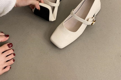 Chunky Jane Mary Heel Square-Toe Shoes