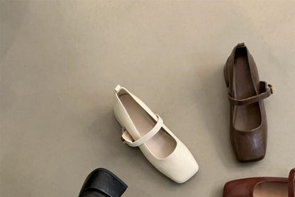 Chunky Jane Mary Heel Square-Toe Shoes