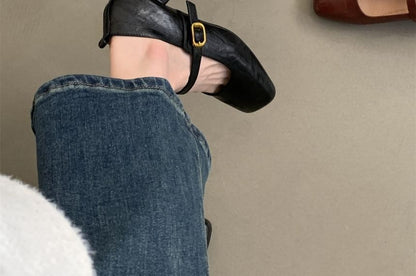 Chunky Jane Mary Heel Square-Toe Shoes