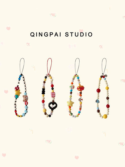 Cartoon Bead Acrylic Phone Strap (Various Designs)