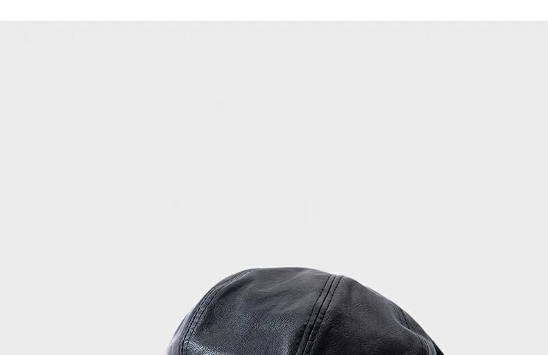 Newsboy Leather Cap Faux Plain