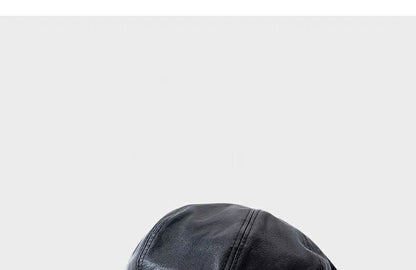 Newsboy Leather Cap Faux Plain