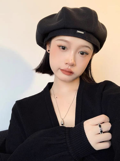 Beret Applique Blend Wool