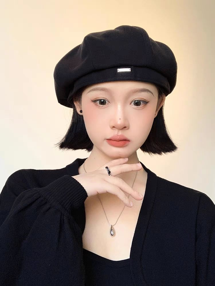 Beret Applique Blend Wool