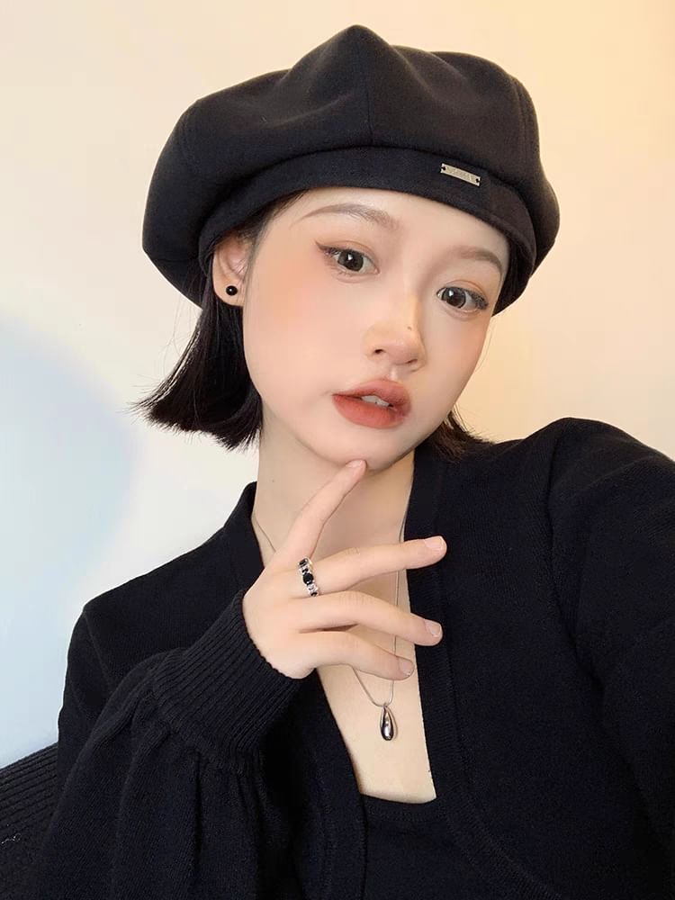 Beret Applique Blend Wool