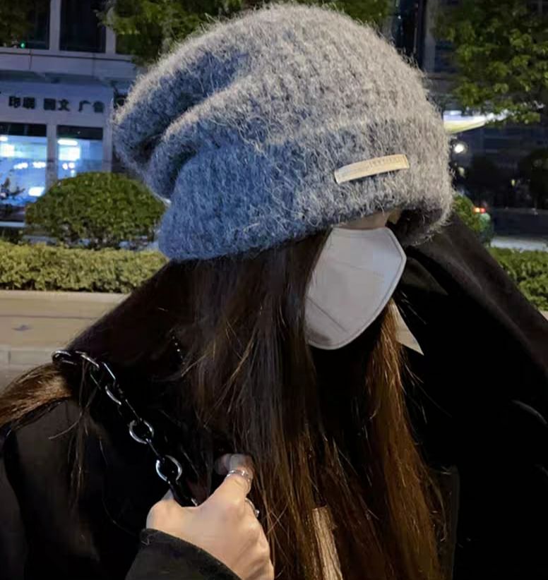 Plain Fuzzy Beanie Knit