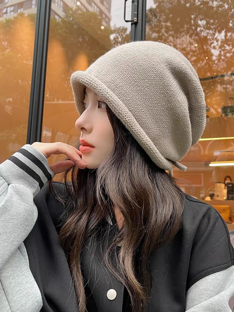 Plain Beanie Bowknot