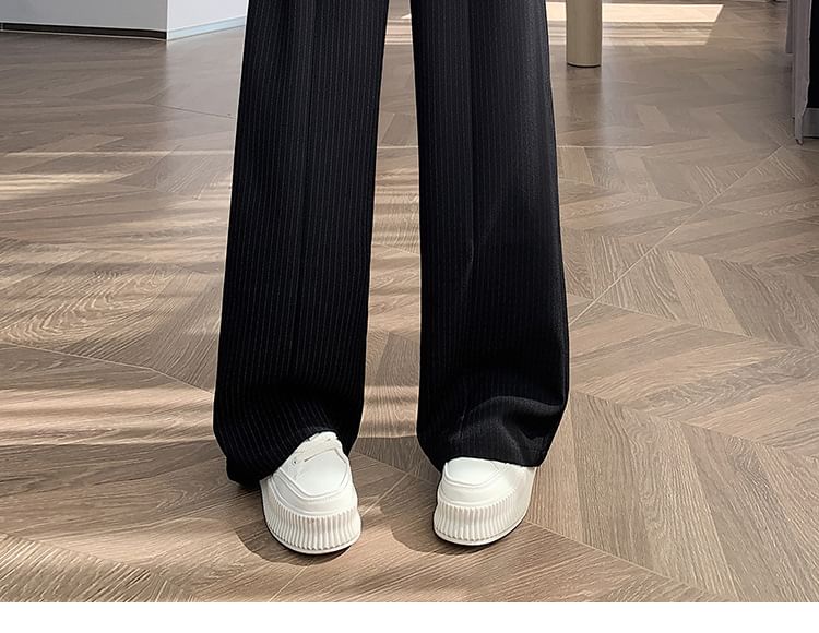 High Waist Striped Wide Leg Suit Pants