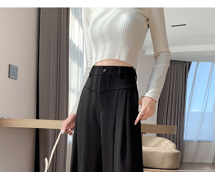 High Waist Striped Wide Leg Suit Pants